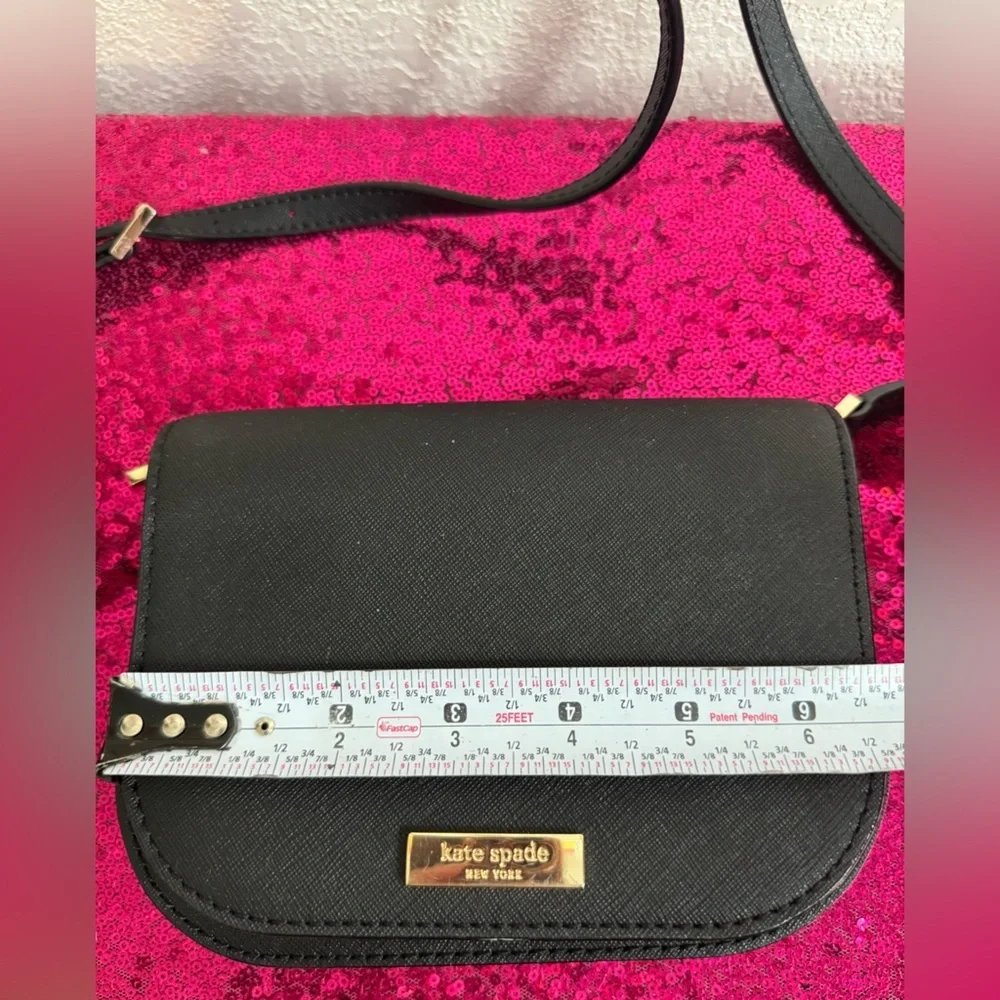 KATE SPADE ♠️ Mini Black Clutch with Crossbody Strap, Gold Hardware - Picture 5 of 12